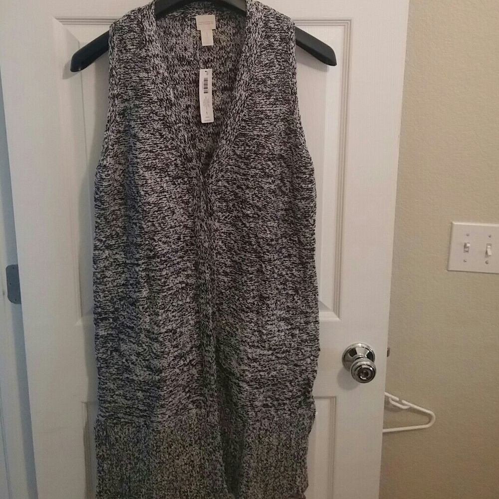 CHICO'S "NEW" Pepper Vest Size 1 Black/White Tweed